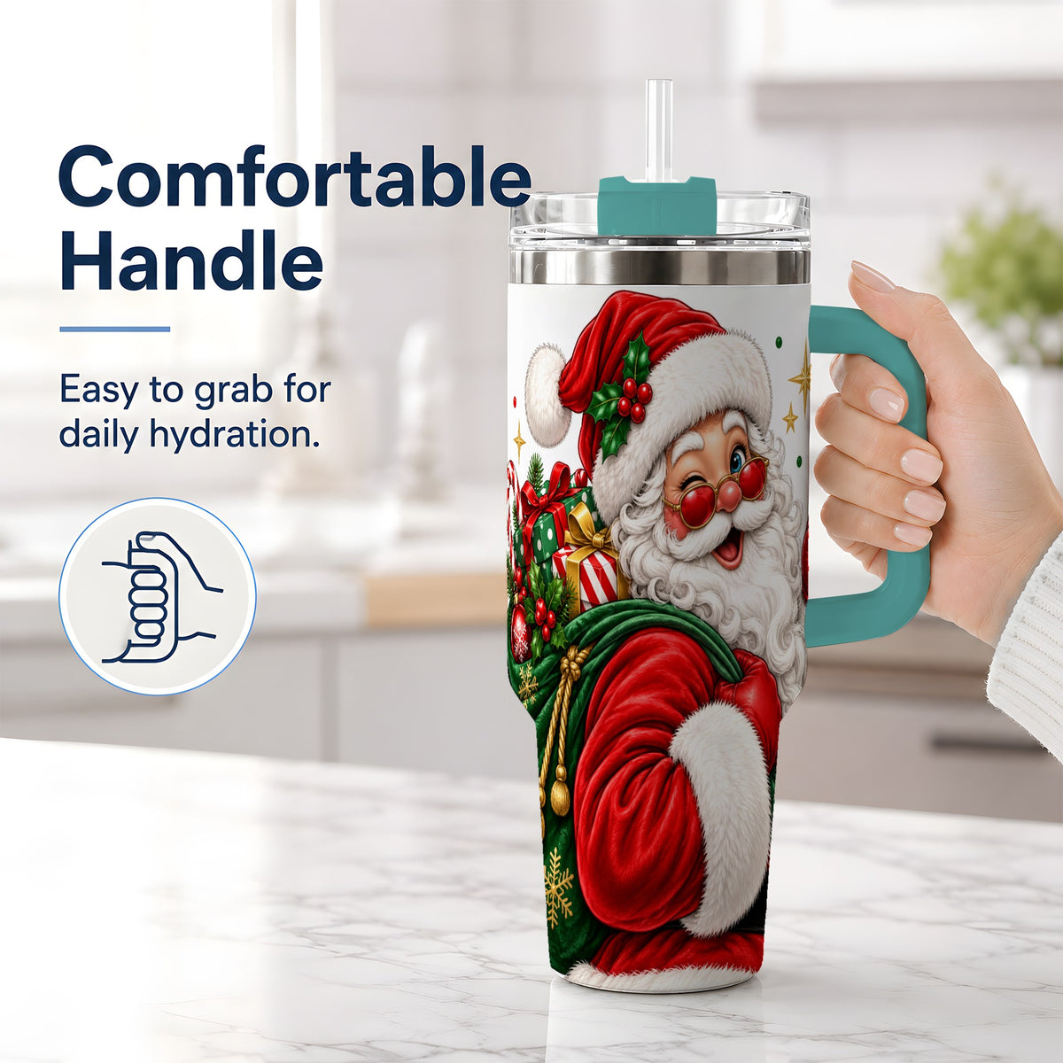 #pl[40oz|Green] Santa Claus Christmas Tumbler, 40oz Stainless Steel Tumbler