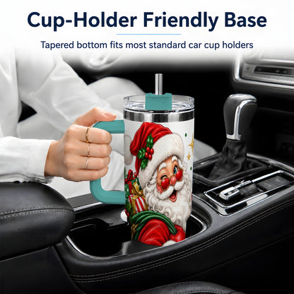 #pl[40oz|Green] Santa Claus Christmas Tumbler, 40oz Stainless Steel Tumbler