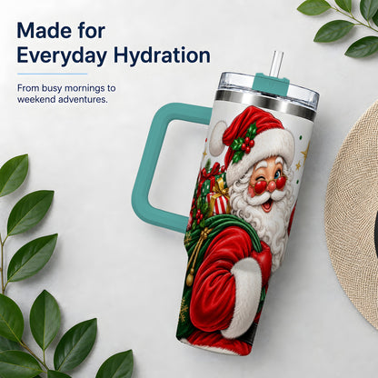 #pl[40oz|Green] Santa Claus Christmas Tumbler, 40oz Stainless Steel Tumbler