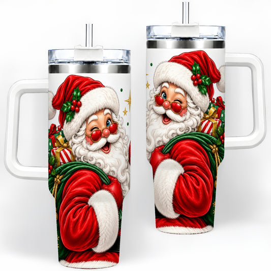 Santa Claus Christmas Tumbler, 40oz Stainless Steel Tumbler