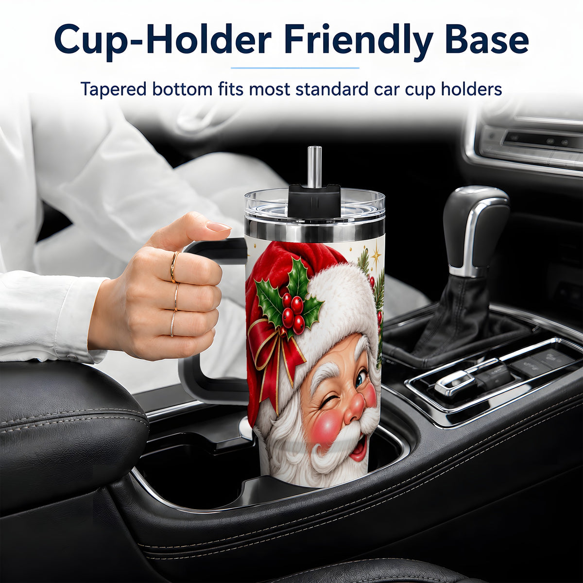 #pl[40oz|Black] Winking Santa Christmas Tumbler, 40oz Stainless Steel Tumbler
