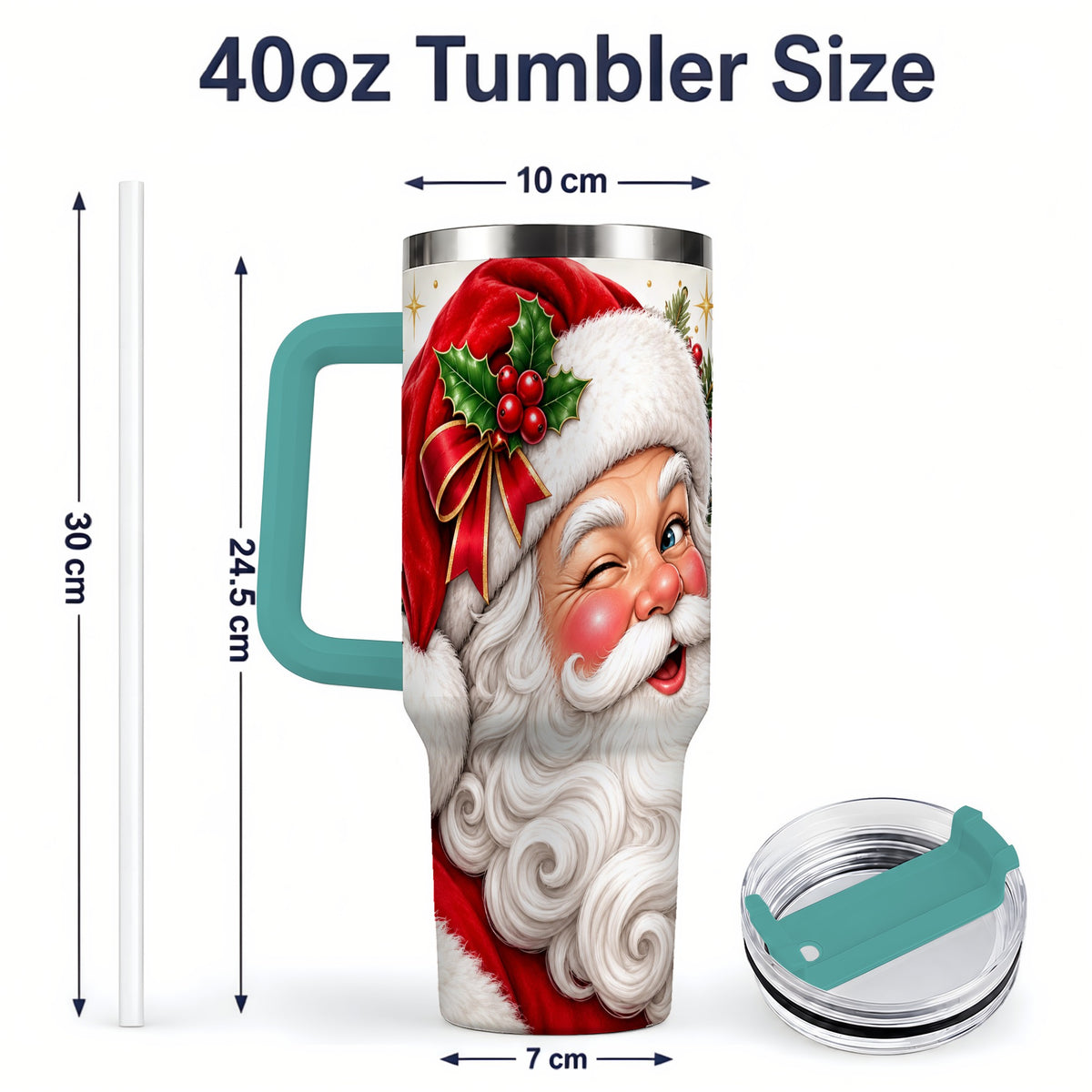 #pl[40oz|Green] Winking Santa Christmas Tumbler, 40oz Stainless Steel Tumbler