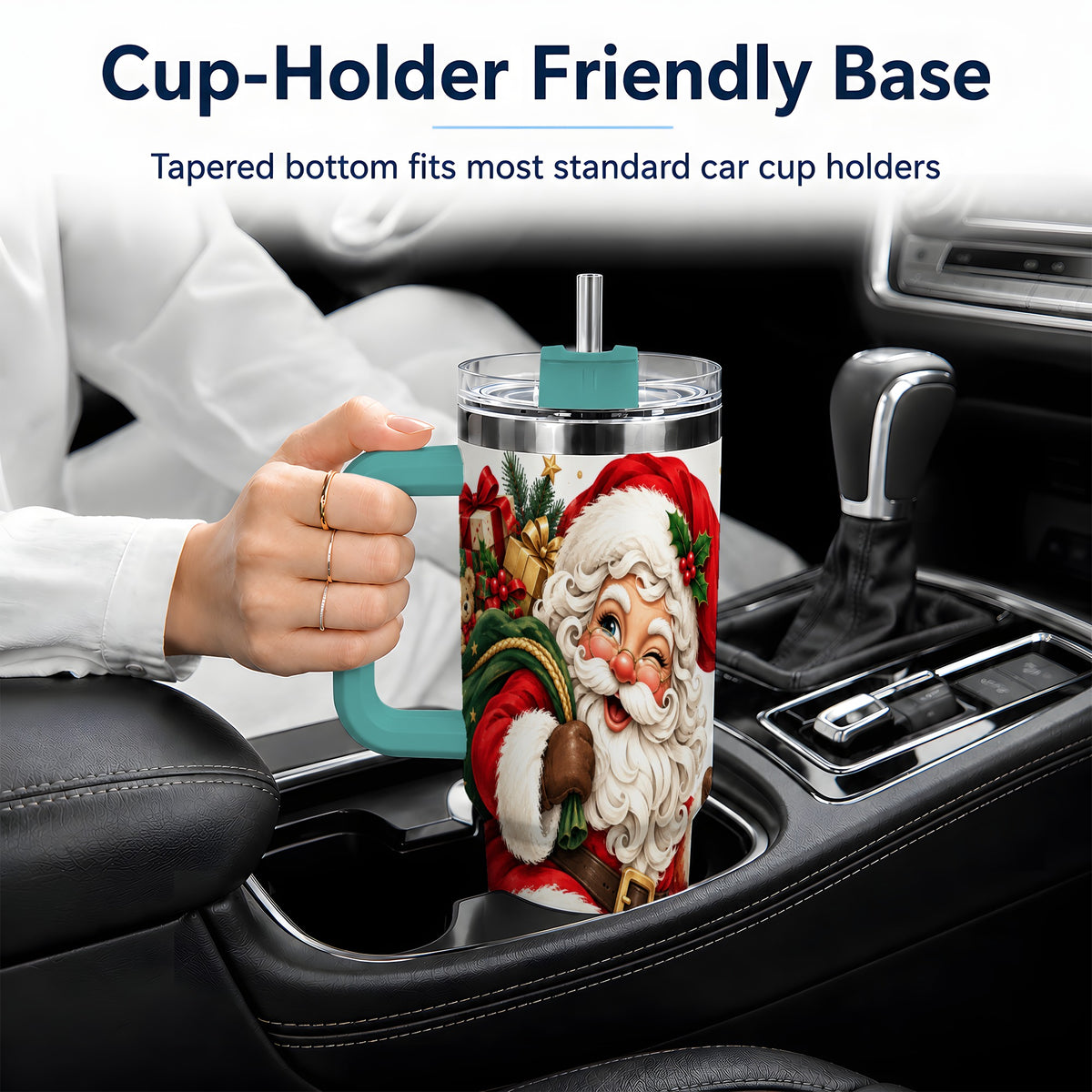 #pl[40oz|Green] Candy Cane Santa Christmas Tumbler, 40oz Stainless Steel Tumbler