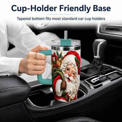 #pl[40oz|Green] Candy Cane Santa Christmas Tumbler, 40oz Stainless Steel Tumbler