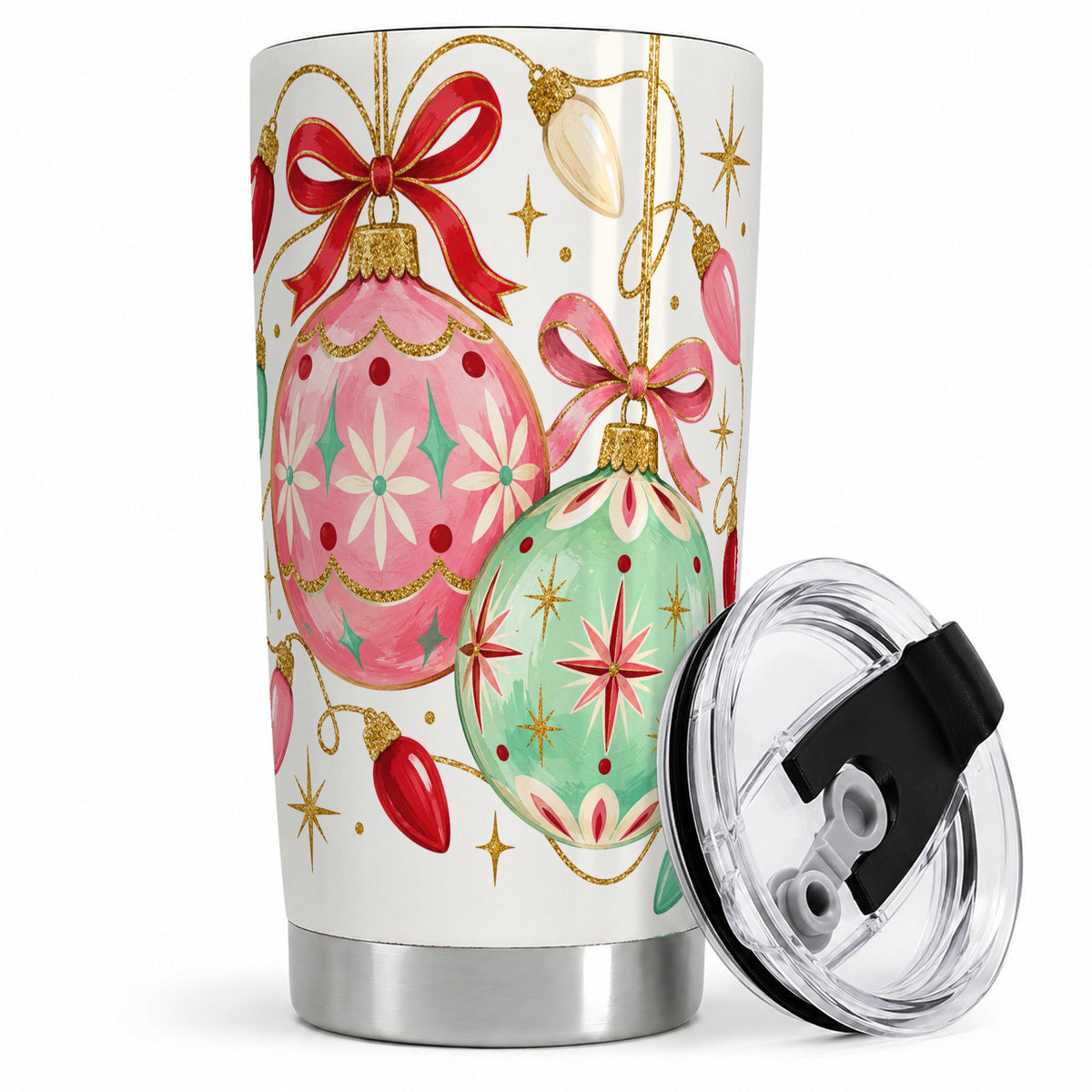 Retro Christmas Ornaments 20oz Tumbler, Stainless Steel Drinkware