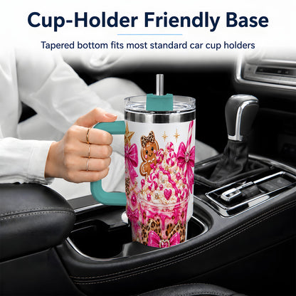 #pl[40oz|Green] Pink Christmas Treat Tumbler, 40oz Stainless Steel Tumbler