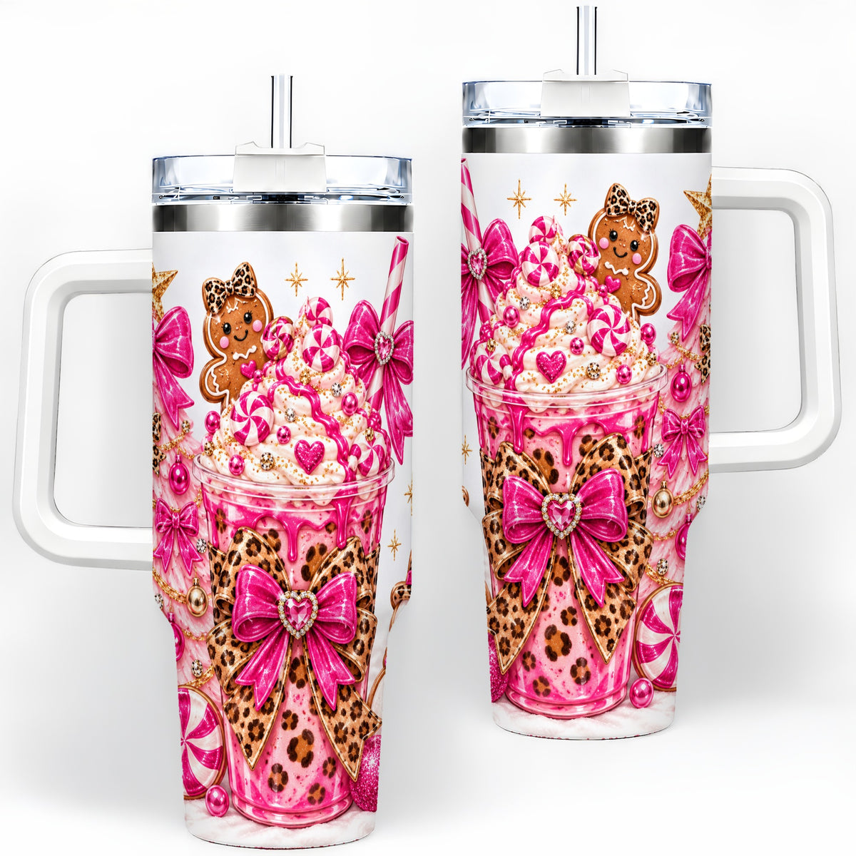 Pink Christmas Treat Tumbler, 40oz Stainless Steel Tumbler