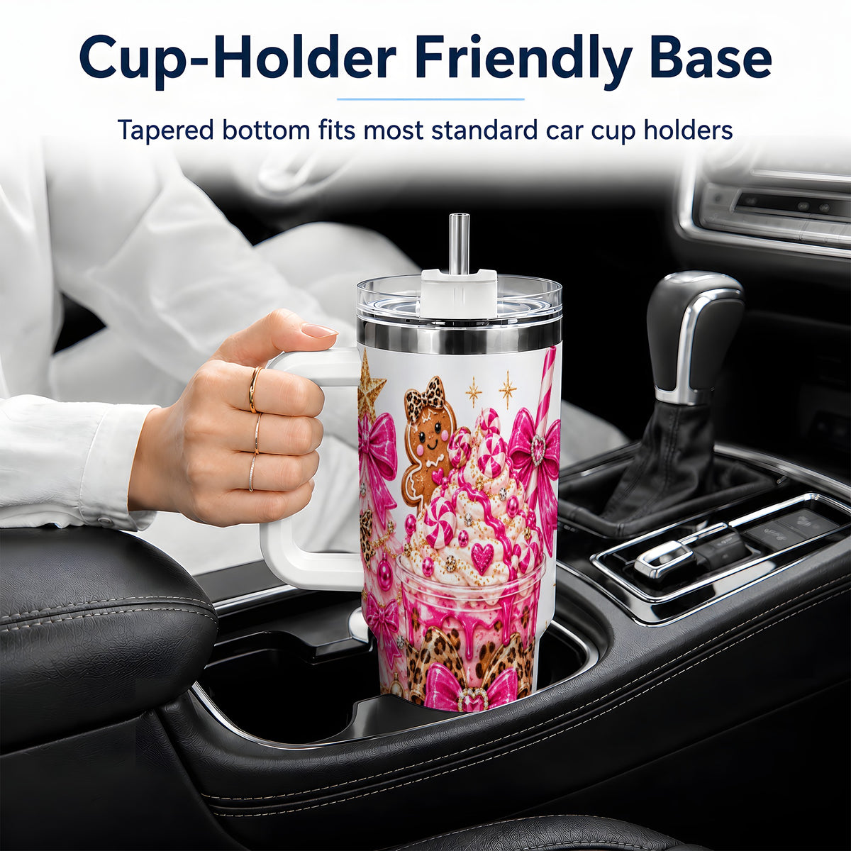 #pl[40oz|White] Pink Christmas Treat Tumbler, 40oz Stainless Steel Tumbler
