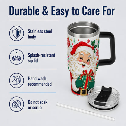 #pl[40oz|Black] Santa Present Christmas Tumbler, 40oz Stainless Steel Tumbler