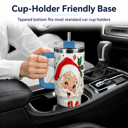 #pl[40oz|Blue] Santa Present Christmas Tumbler, 40oz Stainless Steel Tumbler