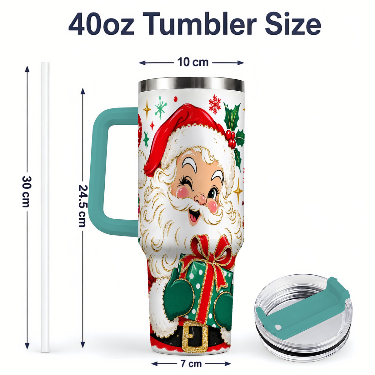 #pl[40oz|Green] Santa Present Christmas Tumbler, 40oz Stainless Steel Tumbler