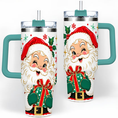 #pl[40oz|Green] Santa Present Christmas Tumbler, 40oz Stainless Steel Tumbler