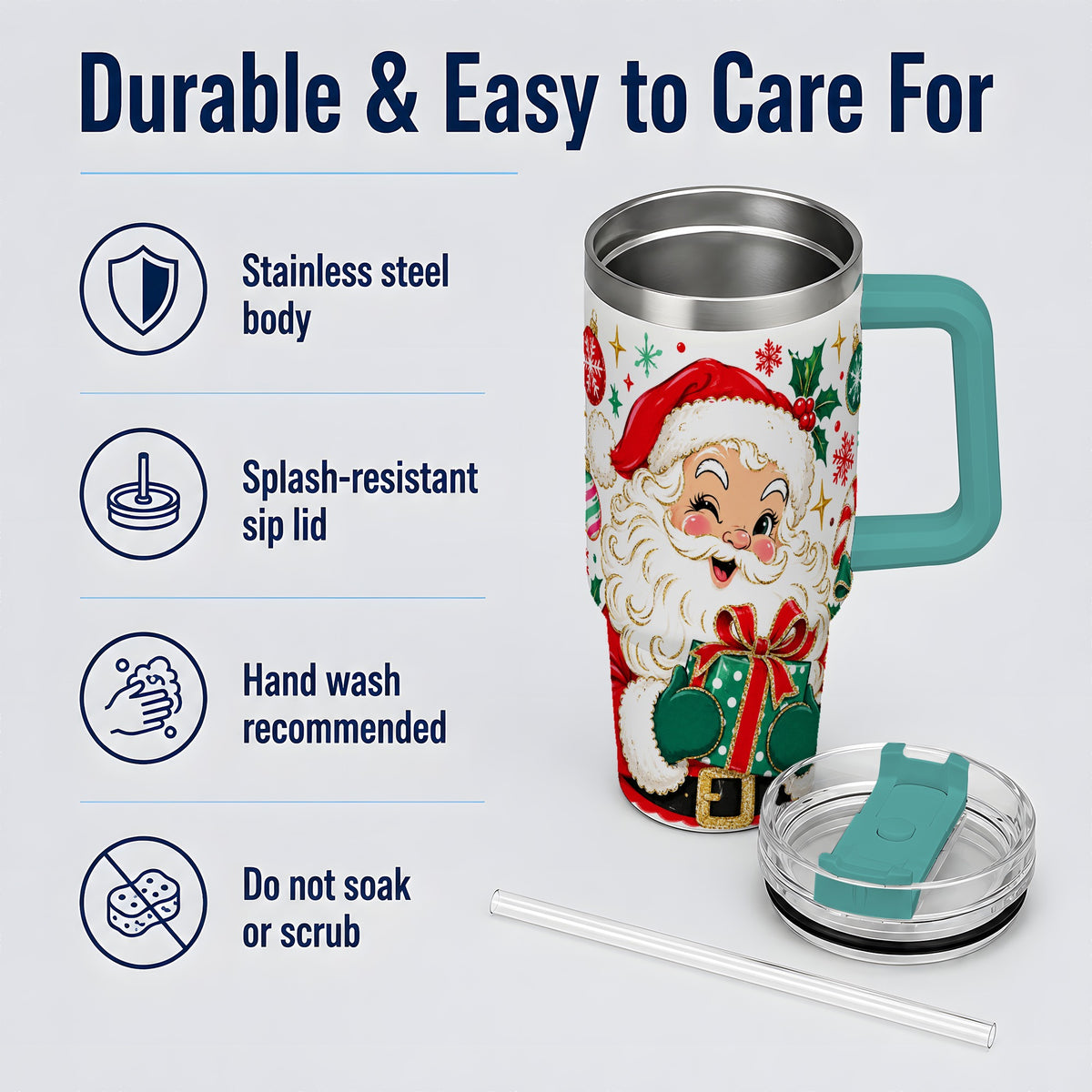 #pl[40oz|Green] Santa Present Christmas Tumbler, 40oz Stainless Steel Tumbler