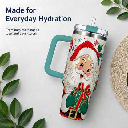 #pl[40oz|Green] Santa Present Christmas Tumbler, 40oz Stainless Steel Tumbler