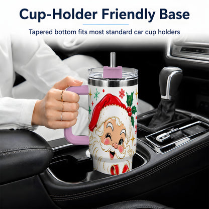 #pl[40oz|Pink] Santa Present Christmas Tumbler, 40oz Stainless Steel Tumbler