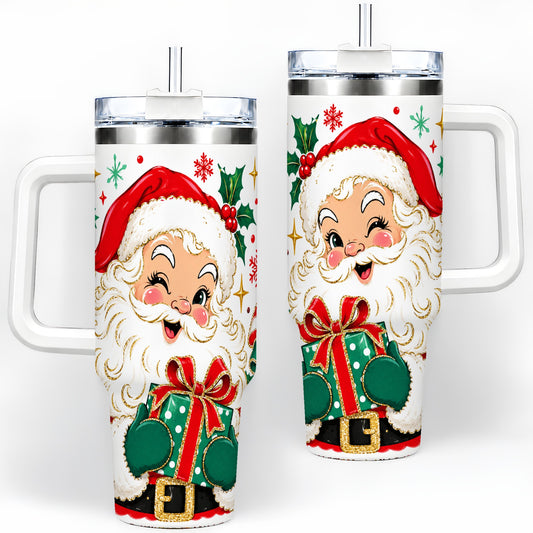 Santa Present Christmas Tumbler, 40oz Stainless Steel Tumbler