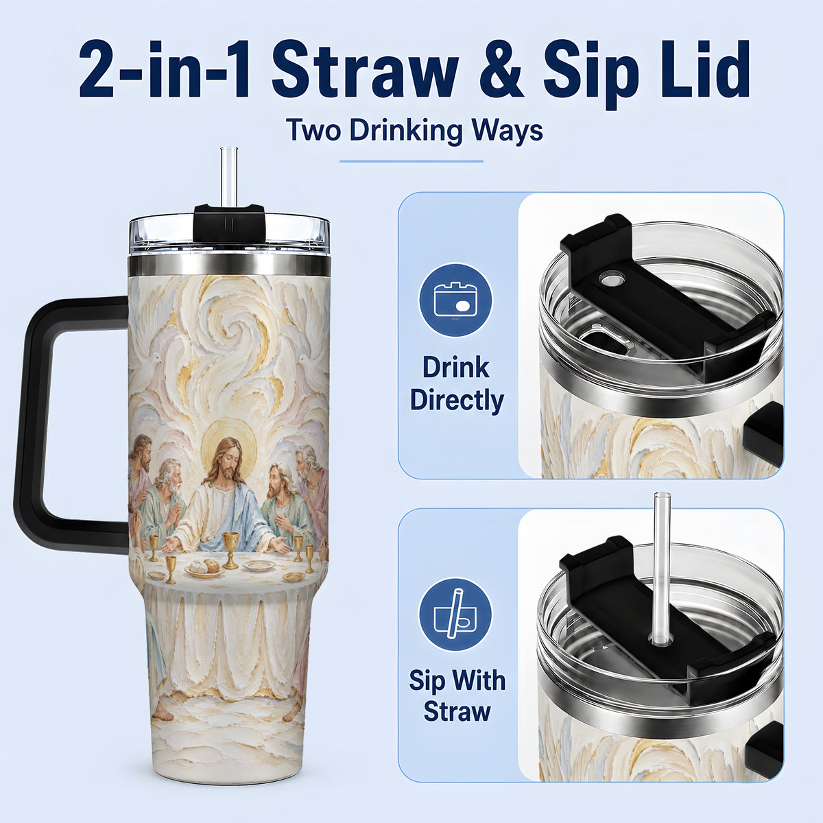 #pl[40oz|Black] Christian Communion 40oz Tumbler, Jesus and Disciples Faith Artwork