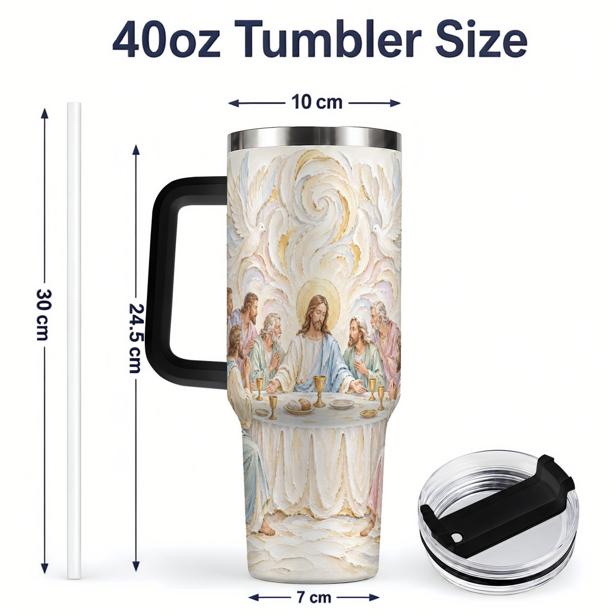 #pl[40oz|Black] Christian Communion 40oz Tumbler, Jesus and Disciples Faith Artwork