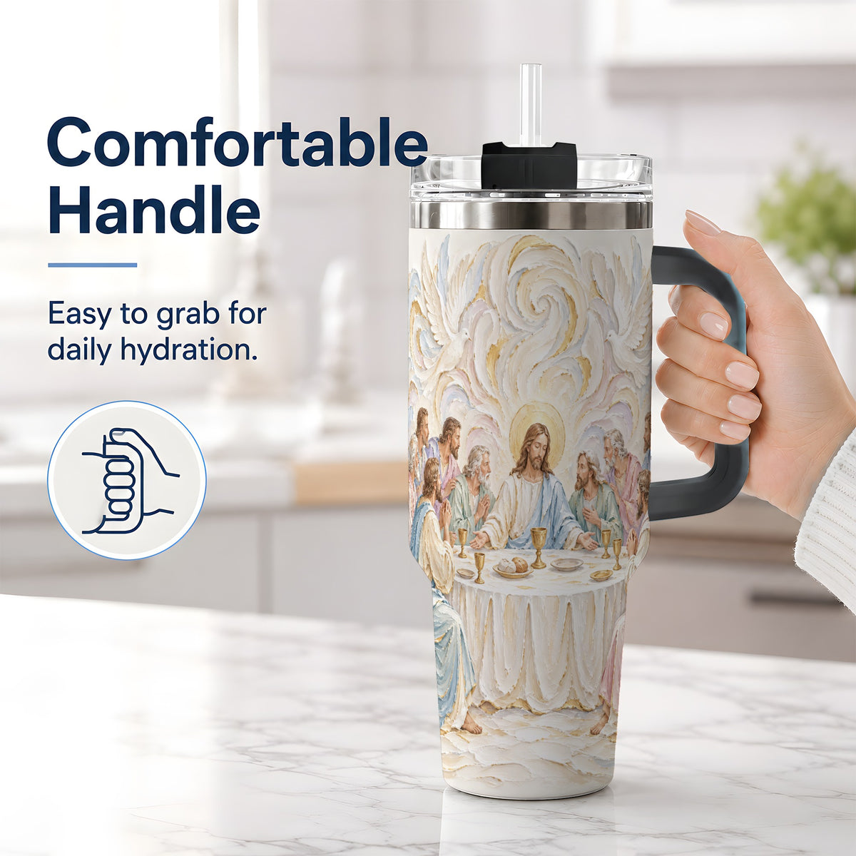 #pl[40oz|Black] Christian Communion 40oz Tumbler, Jesus and Disciples Faith Artwork