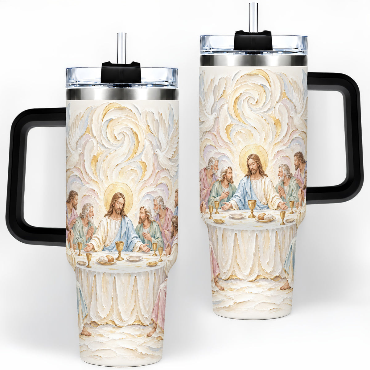#pl[40oz|Black] Christian Communion 40oz Tumbler, Jesus and Disciples Faith Artwork