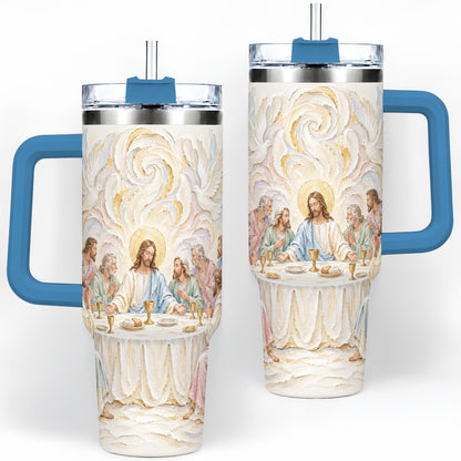 #pl[40oz|Blue] Christian Communion 40oz Tumbler, Jesus and Disciples Faith Artwork