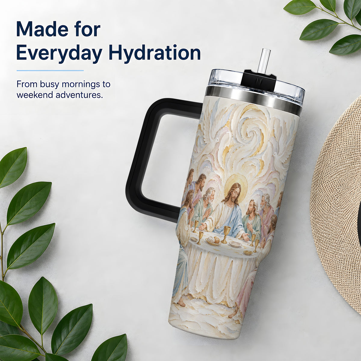 #pl[40oz|Black] Christian Communion 40oz Tumbler, Jesus and Disciples Faith Artwork
