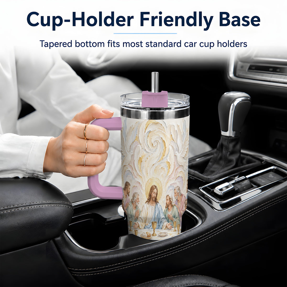 #pl[40oz|Pink] Christian Communion 40oz Tumbler, Jesus and Disciples Faith Artwork