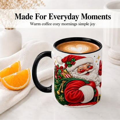 #pl[11oz|Black] Santa Claus Christmas Accent Mug, Ceramic Mug