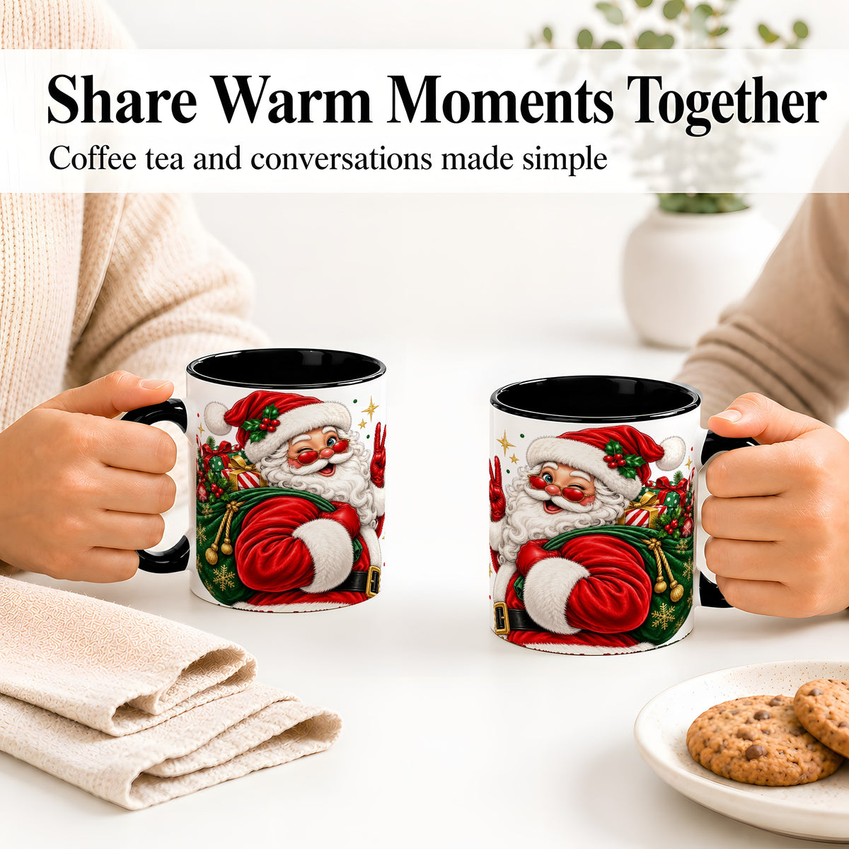 #pl[11oz|Black] Santa Claus Christmas Accent Mug, Ceramic Mug