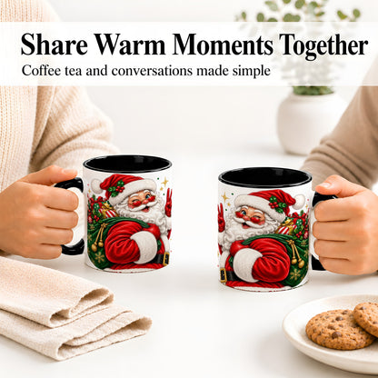 #pl[11oz|Black] Santa Claus Christmas Accent Mug, Ceramic Mug
