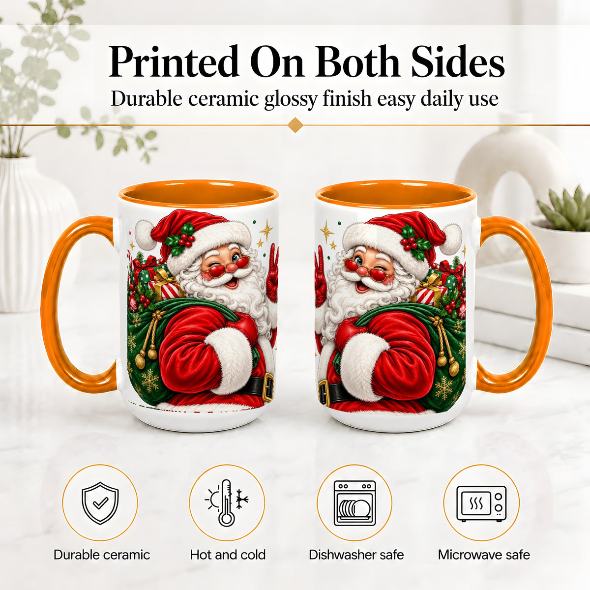 #pl[15oz|Orange] Santa Claus Christmas Accent Mug, Ceramic Mug