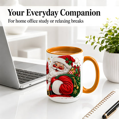#pl[15oz|Orange] Santa Claus Christmas Accent Mug, Ceramic Mug