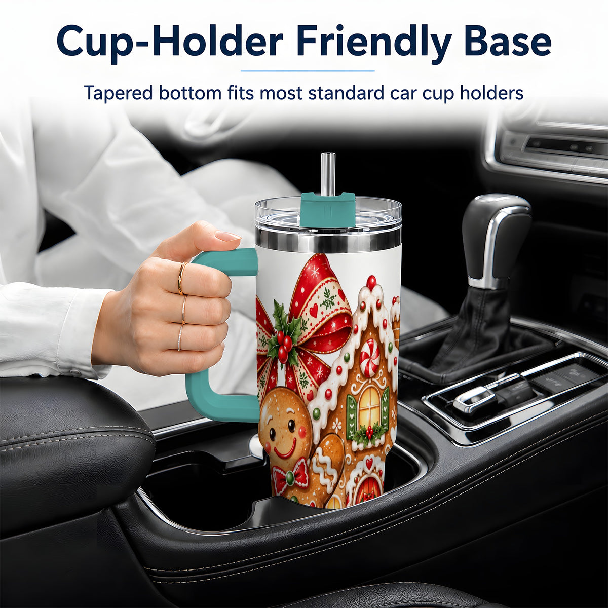 #pl[40oz|Green] Gingerbread Christmas 40oz Tumbler, House Cookie Holiday Drinkware