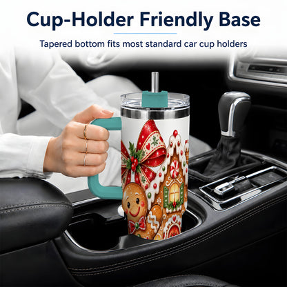 #pl[40oz|Green] Gingerbread Christmas 40oz Tumbler, House Cookie Holiday Drinkware