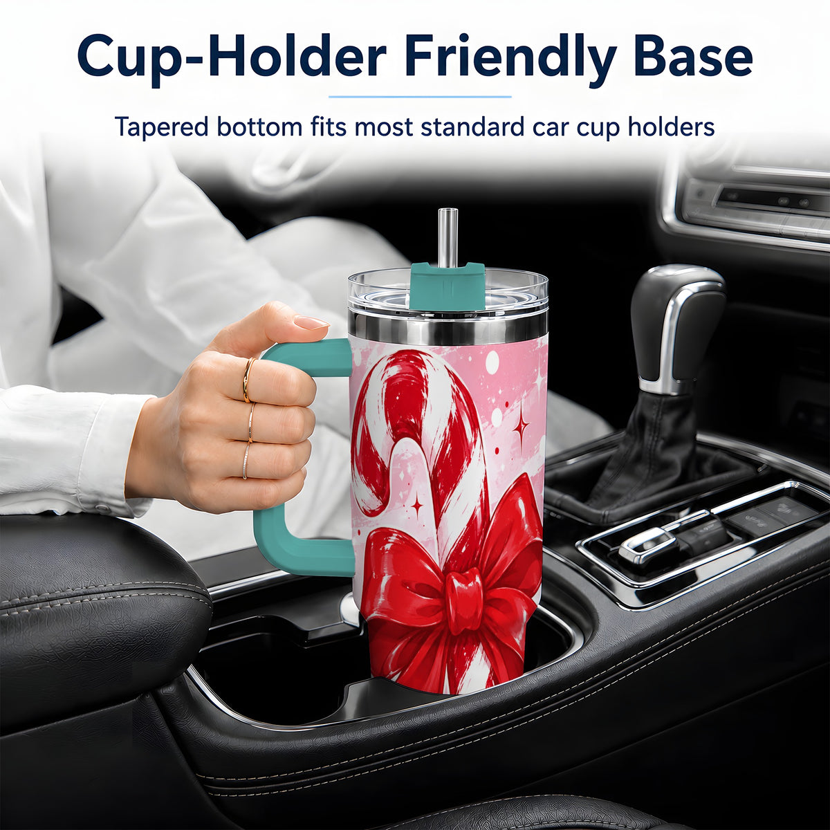 #pl[40oz|Green] Candy Cane Bow 40oz Tumbler, Red Pink Christmas Holiday Drinkware