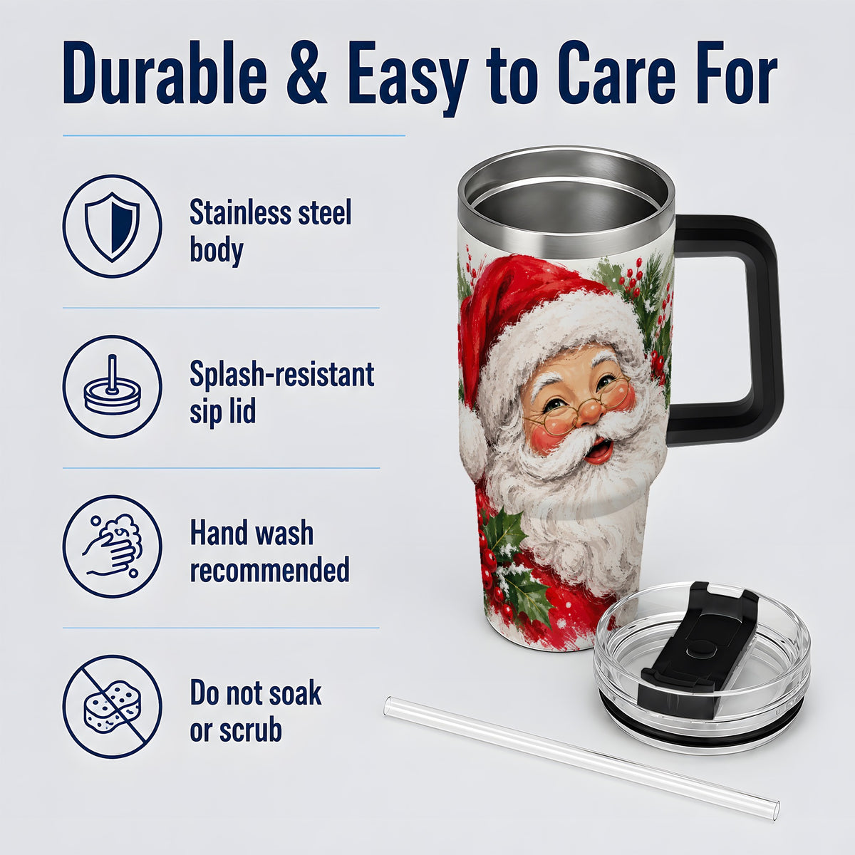 #pl[40oz|Black] Santa Claus Christmas 40oz Tumbler, Holiday Artwork Drinkware