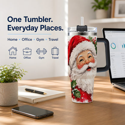 #pl[40oz|Black] Santa Claus Christmas 40oz Tumbler, Holiday Artwork Drinkware