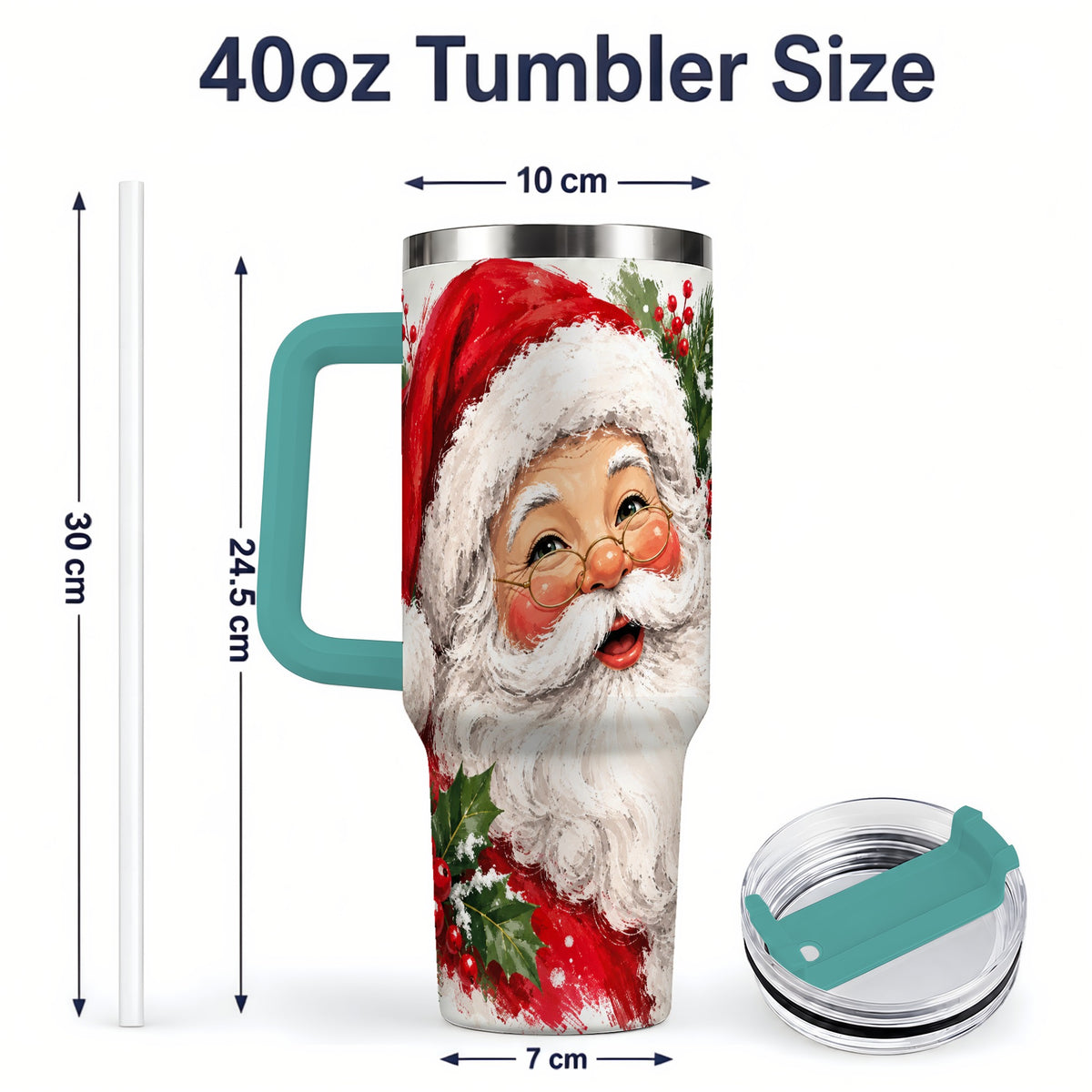 #pl[40oz|Green] Santa Claus Christmas 40oz Tumbler, Holiday Artwork Drinkware