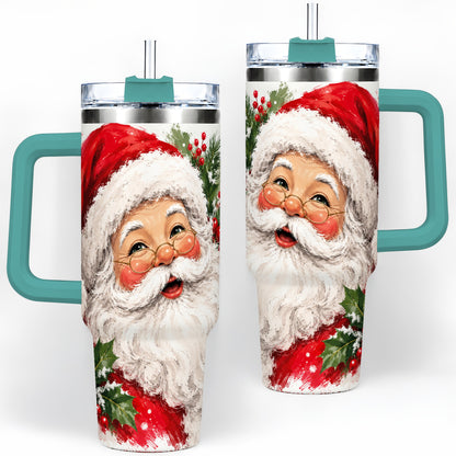 #pl[40oz|Green] Santa Claus Christmas 40oz Tumbler, Holiday Artwork Drinkware