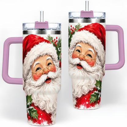 #pl[40oz|Pink] Santa Claus Christmas 40oz Tumbler, Holiday Artwork Drinkware