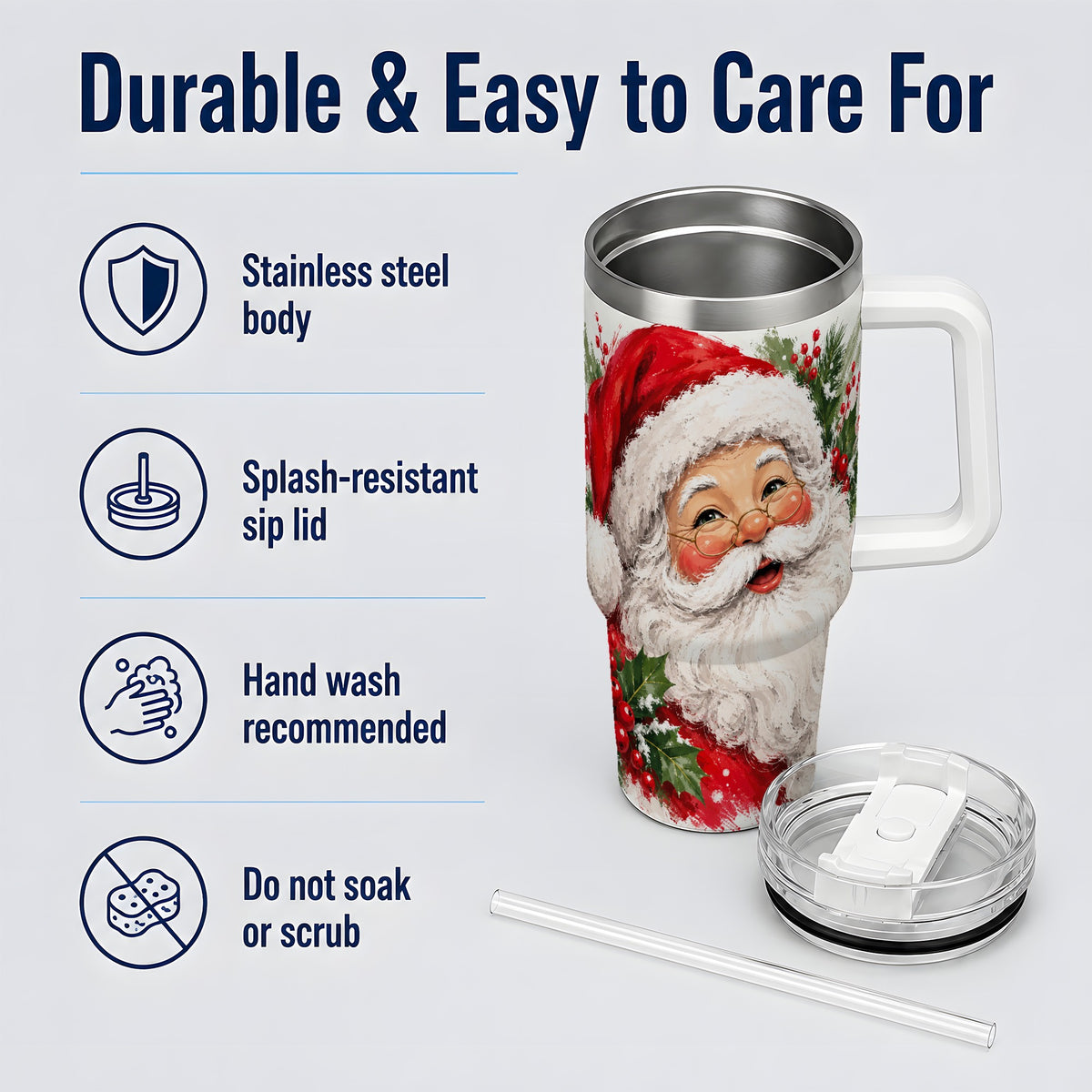 #pl[40oz|White] Santa Claus Christmas 40oz Tumbler, Holiday Artwork Drinkware