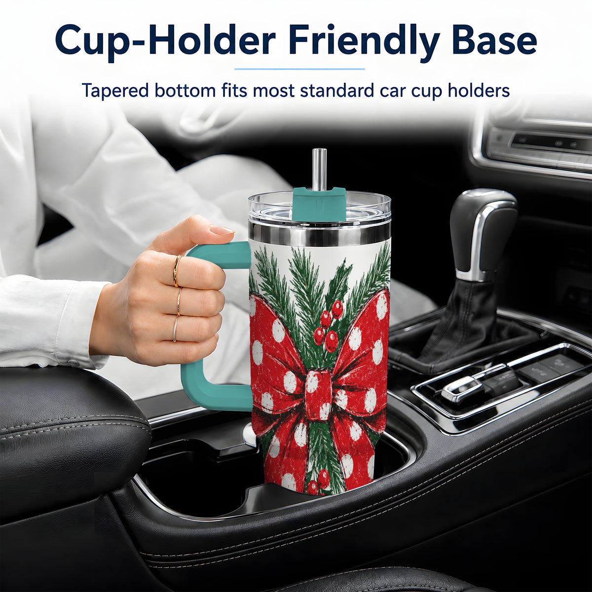 #pl[40oz|Green] Christmas Bow 40oz Tumbler, Pine and Holly Artwork Drinkware