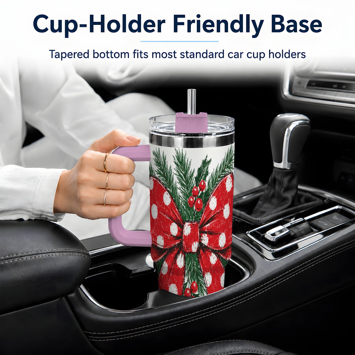 #pl[40oz|Pink] Christmas Bow 40oz Tumbler, Pine and Holly Artwork Drinkware
