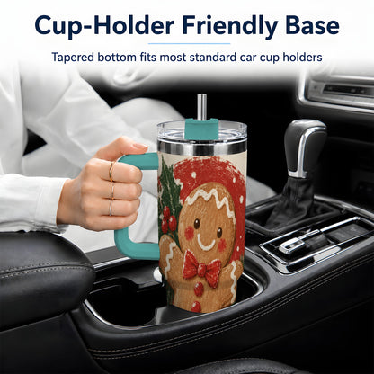 #pl[40oz|Green] Gingerbread Man Christmas 40oz Tumbler, Holiday Artwork Drinkware