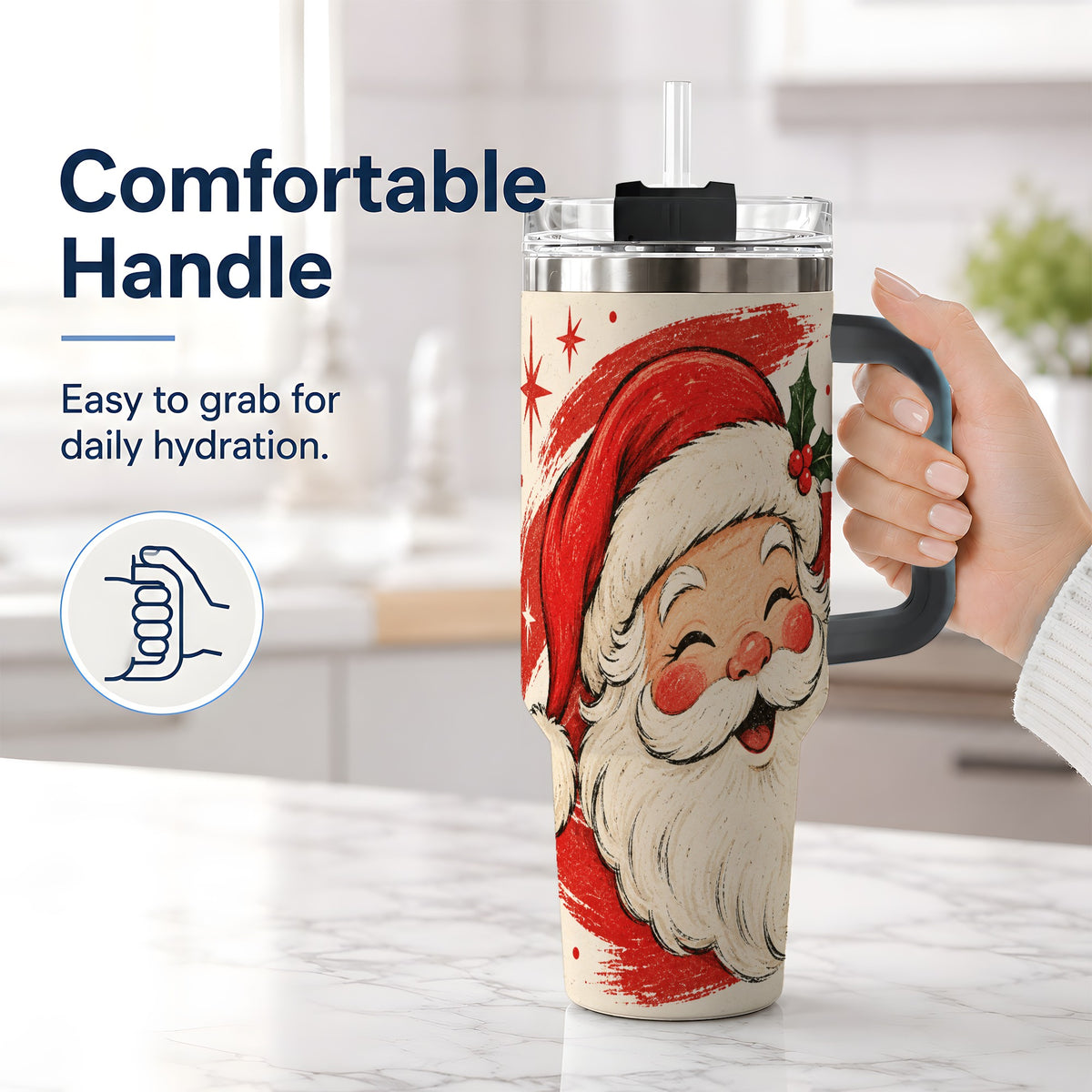 #pl[40oz|Black] Retro Santa Claus 40oz Tumbler, Christmas Artwork Drinkware