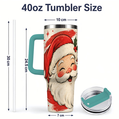 #pl[40oz|Green] Retro Santa Claus 40oz Tumbler, Christmas Artwork Drinkware