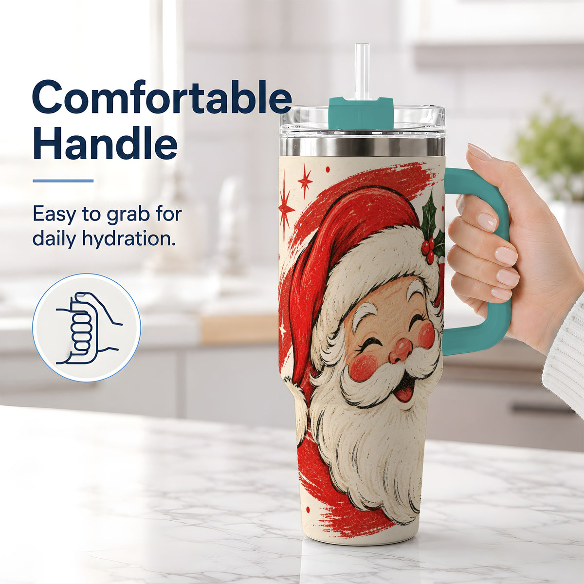 #pl[40oz|Green] Retro Santa Claus 40oz Tumbler, Christmas Artwork Drinkware