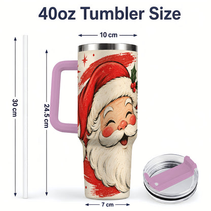 #pl[40oz|Pink] Retro Santa Claus 40oz Tumbler, Christmas Artwork Drinkware