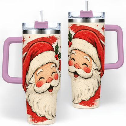 #pl[40oz|Pink] Retro Santa Claus 40oz Tumbler, Christmas Artwork Drinkware