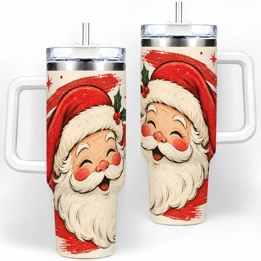 Retro Santa Claus 40oz Tumbler, Christmas Artwork Drinkware